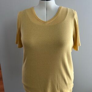 CJ Banks Yellow V-Neck Women's Top